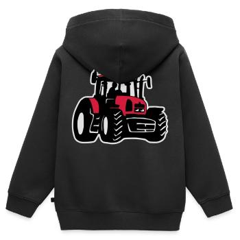 Traktor (3 color) - Sweat Premium à capuche zippé enfant bio - noir - Dos - AI Model Kid Male (0cm)