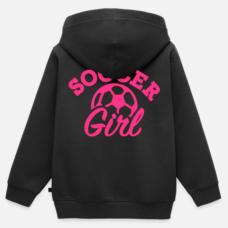 Soccer - Sweat Premium à capuche zippé enfant bio - noir
