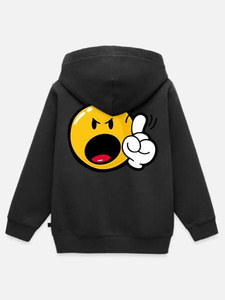 Smiley Anger Cross - Kinder Premium Organic Zip Hoodie - Schwarz
