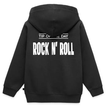 Astuce du jour rock n roll - Sweat Premium à capuche zippé enfant bio - noir - Dos - AI Model Kid Male (0cm)