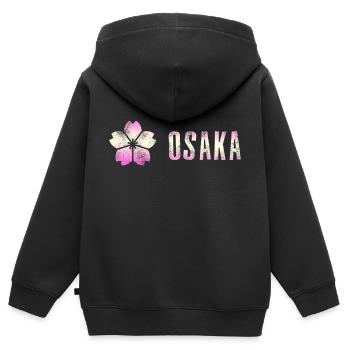 Osaka - Japon - Sweat Premium à capuche zippé enfant bio - noir - Dos - AI Model Kid Male (0cm)
