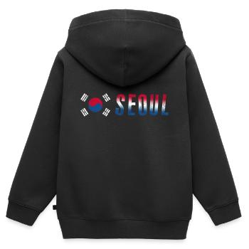 Seoul | Korea - Kinder Premium Organic Zip Hoodie - Schwarz - Hinten - AI Model Kid Male (0cm)
