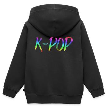 K-POP - Sweat Premium à capuche zippé enfant bio - noir - Dos - AI Model Kid Male (0cm)