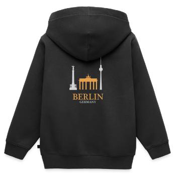 Monuments de Berlin en Allemagne - Berlin - Sweat Premium à capuche zippé enfant bio - noir - Dos - AI Model Kid Male (0cm)