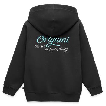 Origami - Kinder Premium Organic Zip Hoodie - Schwarz - Hinten - AI Model Kid Male (0cm)