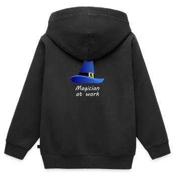 Zauberer - Magier - Magie - Zauberei - Zaubern - Kinder Premium Organic Zip Hoodie - Schwarz - Hinten - AI Model Kid Male (0cm)
