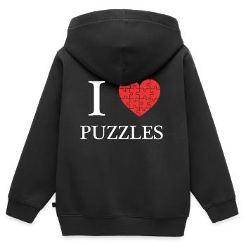 puzzle - Sweat Premium à capuche zippé enfant bio - noir - Dos - AI Model Kid Male (0cm)