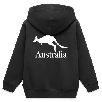 Australie - Sweat Premium à capuche zippé enfant bio - noir - Dos - AI Model Kid Male (0cm)