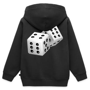 Deux dés - Sweat Premium à capuche zippé enfant bio - noir - Dos - AI Model Kid Male (0cm)