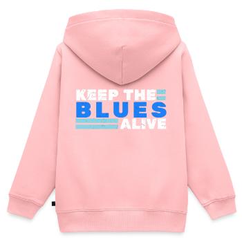 Blues - Kinder Premium Organic Zip Hoodie - Rosa - Hinten - AI Model Kid Female (0cm)