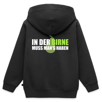 In der Birne - Kinder Premium Organic Zip Hoodie - Schwarz - Hinten - AI Model Kid Male (0cm)