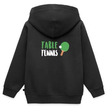 Tischtennis - Kinder Premium Organic Zip Hoodie - Schwarz - Hinten - AI Model Kid Male (0cm)