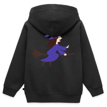 sorcière - Sweat Premium à capuche zippé enfant bio - noir - Dos - AI Model Kid Male (0cm)
