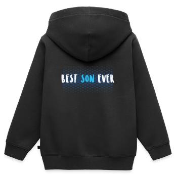 Le meilleur fils du monde cadeau pour fils - Sweat Premium à capuche zippé enfant bio - noir - Dos - AI Model Kid Male (0cm)