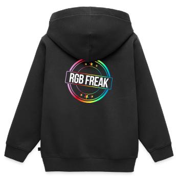 RGB Freak RGB Lichter Computer Nerd Beleuchtung - Kinder Premium Organic Zip Hoodie - Schwarz - Hinten - AI Model Kid Male (0cm)