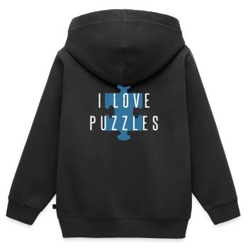 J'adore Puzzle Master Gift Puzzles Puzzler - Sweat Premium à capuche zippé enfant bio - noir - Dos - AI Model Kid Male (0cm)