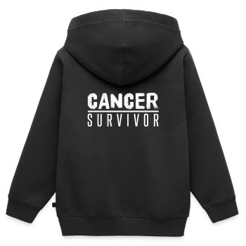 Survivant du cancer Survivant du cancer - Sweat Premium à capuche zippé enfant bio - noir - Dos - AI Model Kid Male (0cm)