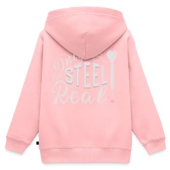 Darts Only Steel is Real Darten Dart Arrow Steel - Kids Premium Organic Zip-up Hoodie - rose - Back - AI Model Kid Female (0cm)