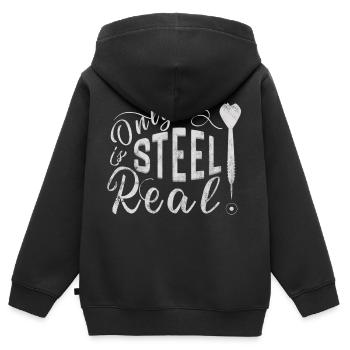 Darts Only Steel est le véritable Darten Dart Arrow Steel - Sweat Premium à capuche zippé enfant bio - noir - Dos - AI Model Kid Male (0cm)