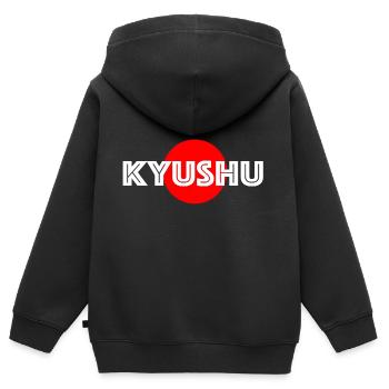 Cadeau maison Kyushu Japon île - Sweat Premium à capuche zippé enfant bio - noir - Dos - AI Model Kid Male (0cm)