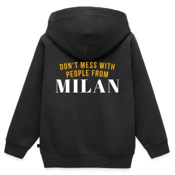 Milan Mailand - Kinder Premium Organic Zip Hoodie - Schwarz - Hinten - AI Model Kid Male (0cm)