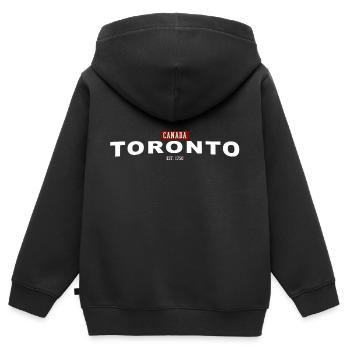 Toronto, Canada - Sweat Premium à capuche zippé enfant bio - noir - Dos - AI Model Kid Male (0cm)