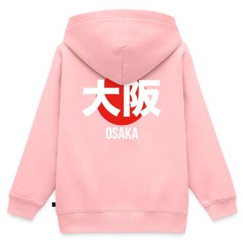 Osaka Kanji Japon Ecriture Ville japonaise - Sweat Premium à capuche zippé enfant bio - rose - Dos - AI Model Kid Female (0cm)