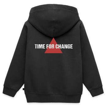 Demonstrations T-Shirt - Es ist Zeit für Änderung - Kinder Premium Organic Zip Hoodie - Schwarz - Hinten - AI Model Kid Male (0cm)