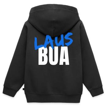 LAUSBUA - Kinder Premium Organic Zip Hoodie - Schwarz - Hinten - AI Model Kid Male (0cm)