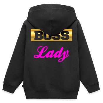 Boss Lady Woman Design - Kinder Premium Organic Zip Hoodie - Schwarz - Hinten - AI Model Kid Male (0cm)