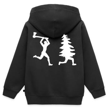 Tannen Jäger Holzfäller - Kinder Premium Organic Zip Hoodie - Schwarz - Hinten - AI Model Kid Male (0cm)