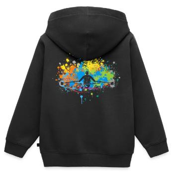 Farbkleckse Rudern - Kinder Premium Organic Zip Hoodie - Schwarz - Hinten - AI Model Kid Male (0cm)