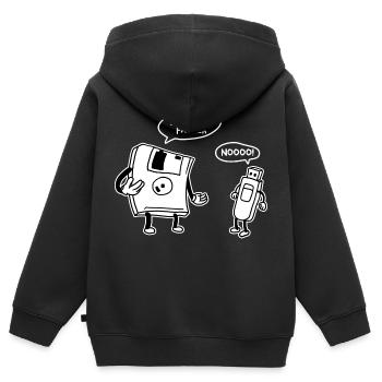 USB Disquette Funny Information Technology Ordinateur - Sweat Premium à capuche zippé enfant bio - noir - Dos - AI Model Kid Male (0cm)