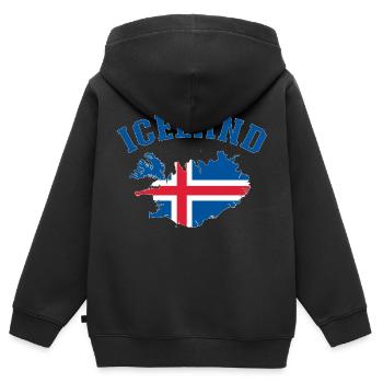 Island Flagge Landkarte - Kinder Premium Organic Zip Hoodie - Schwarz - Hinten - AI Model Kid Male (0cm)