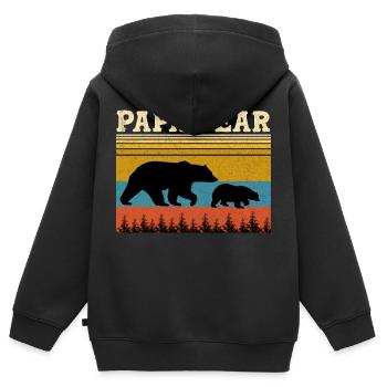 Vintage Papa Bär Baby Bär Vatertag - Sweat Premium à capuche zippé enfant bio - noir - Dos - AI Model Kid Male (0cm)