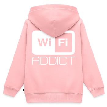 Wifi addict saying internet wifi text font - Kids Premium Organic Zip-up Hoodie - rose - Back - AI Model Kid Female (0cm)