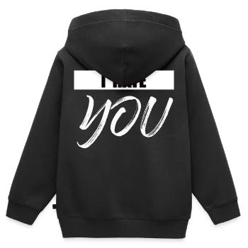 Ich hasse Dich - Kinder Premium Organic Zip Hoodie - Schwarz - Hinten - AI Model Kid Male (0cm)