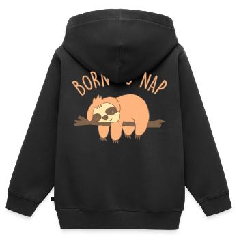 FAUL GEBOREN ZUM NAP - Kinder Premium Organic Zip Hoodie - Schwarz - Hinten - AI Model Kid Male (0cm)