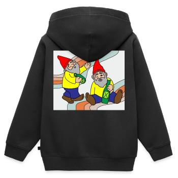 Lustiger Zwerg Gartenzwerg - Kinder Premium Organic Zip Hoodie - Schwarz - Hinten - AI Model Kid Male (0cm)