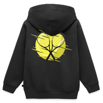 Tennisschläger und Tennisball - Kinder Premium Organic Zip Hoodie - Schwarz - Hinten - AI Model Kid Male (0cm)
