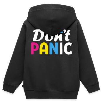 Don’t Panic Pan LGBTQ Pride Month Gay - Sweat Premium à capuche zippé enfant bio - noir - Dos - AI Model Kid Male (0cm)