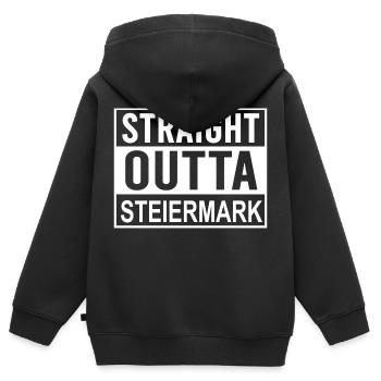 STRAIGHT OUTTA STYRIE - Sweat Premium à capuche zippé enfant bio - noir - Dos - AI Model Kid Male (0cm)