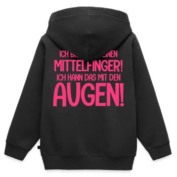 Ich Brauche Keinen Mittelfinger Ich Kann Das Mit - Kinder Premium Organic Zip Hoodie - Schwarz - Hinten - AI Model Kid Male (0cm)