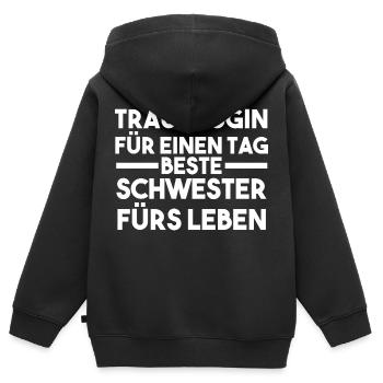 Schwester Trauzeugin - Kinder Premium Organic Zip Hoodie - Schwarz - Hinten - AI Model Kid Male (0cm)
