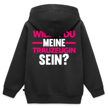 Willst du meine Trauzeugin sein? - Kinder Premium Organic Zip Hoodie - Schwarz - Hinten - AI Model Kid Male (0cm)