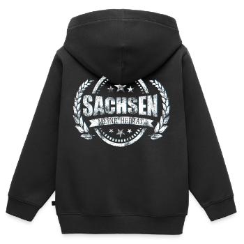 Meine Heimat ist Sachsen - Kinder Premium Organic Zip Hoodie - Schwarz - Hinten - AI Model Kid Male (0cm)
