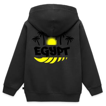 Égypte - Sweat Premium à capuche zippé enfant bio - noir - Dos - AI Model Kid Male (0cm)