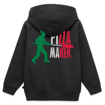 Pizza Maker Pizza Pusher - Sweat Premium à capuche zippé enfant bio - noir - Dos - AI Model Kid Male (0cm)