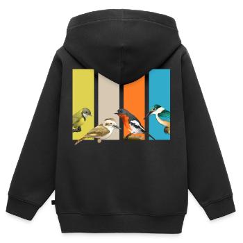 birds bird-friendly bird motif - Kids Premium Organic Zip-up Hoodie - black - Back - AI Model Kid Male (0cm)
