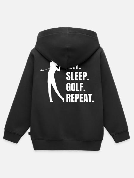 Golf Golfspielerin Spruch Golfschläger Golfball - Premium børne zip-hættetrøje økologisk - sort